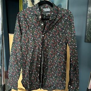 Bonobos Navy Blue Floral Print Slim Fit Button-down Shirt | Size M